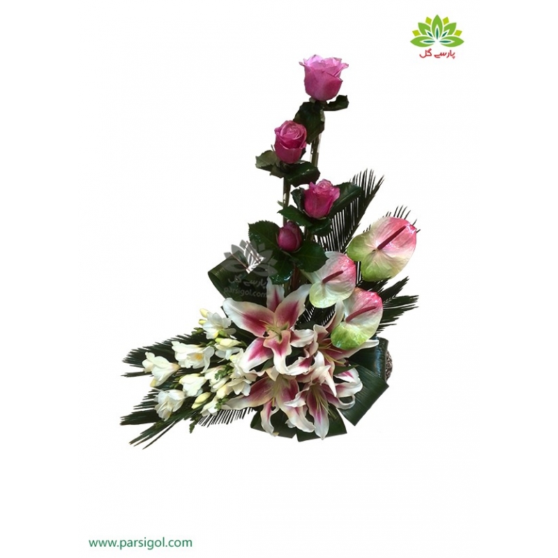 سبد گل رومیزی تبریک و شادباش کد DF04102