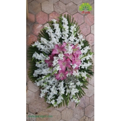 سبد گل ترحیم رومیزی گلایول سفید کد DF00306