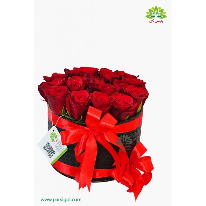 جعبه گل استوانه رز قرمز هلندی کد DF00505